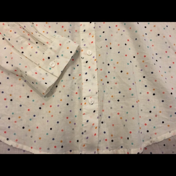 Forever 21 button front white multi color dot Med - Picture 2 of 3